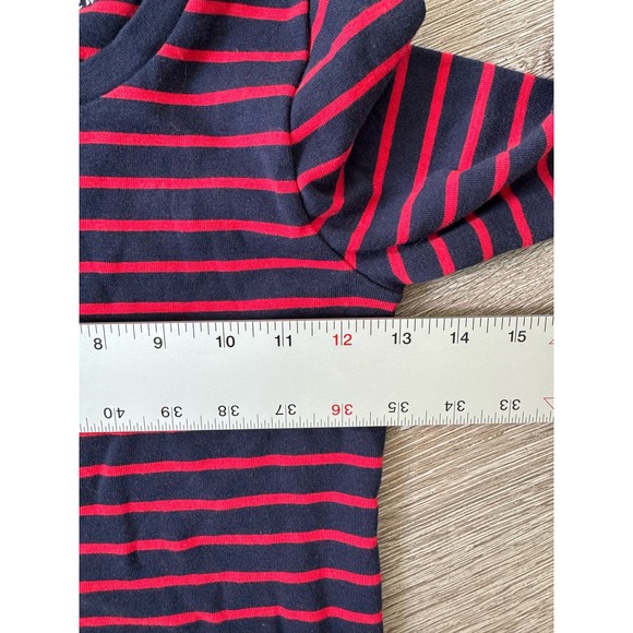 J.Crew EUC Striped Long Sleeve Top Size XS Navy Red Cotton Perfect Fit - Picture 5 of 5